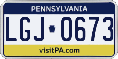 PA license plate LGJ0673