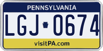 PA license plate LGJ0674