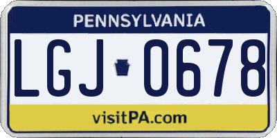PA license plate LGJ0678