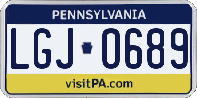 PA license plate LGJ0689