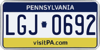 PA license plate LGJ0692