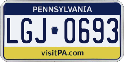 PA license plate LGJ0693