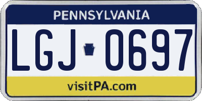 PA license plate LGJ0697