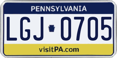PA license plate LGJ0705