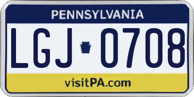 PA license plate LGJ0708