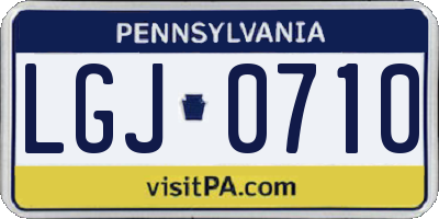 PA license plate LGJ0710