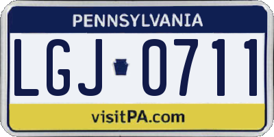PA license plate LGJ0711