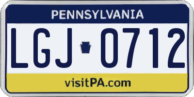 PA license plate LGJ0712