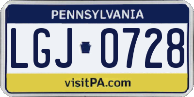 PA license plate LGJ0728