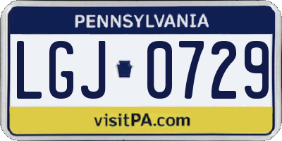 PA license plate LGJ0729
