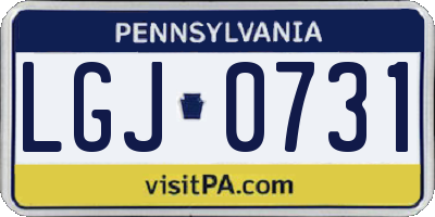 PA license plate LGJ0731