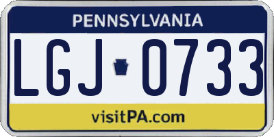 PA license plate LGJ0733