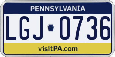 PA license plate LGJ0736