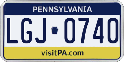 PA license plate LGJ0740