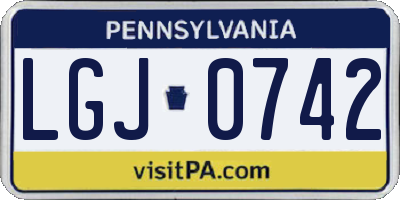 PA license plate LGJ0742