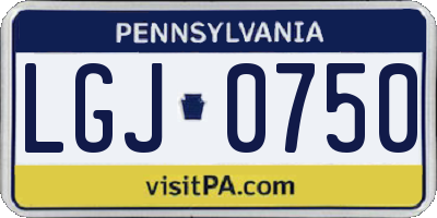 PA license plate LGJ0750