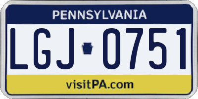 PA license plate LGJ0751