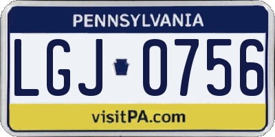 PA license plate LGJ0756