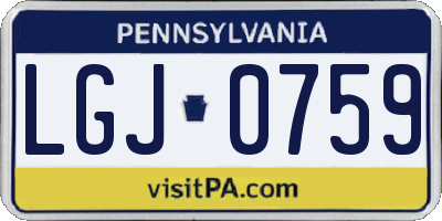 PA license plate LGJ0759