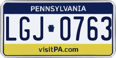 PA license plate LGJ0763