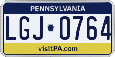 PA license plate LGJ0764