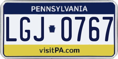 PA license plate LGJ0767