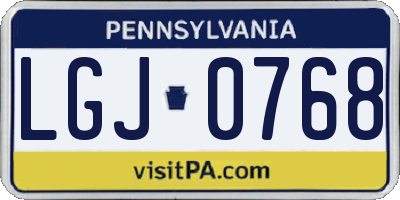 PA license plate LGJ0768