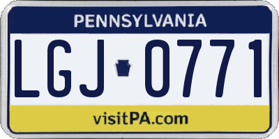 PA license plate LGJ0771