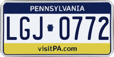 PA license plate LGJ0772
