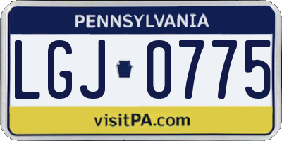 PA license plate LGJ0775