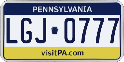PA license plate LGJ0777