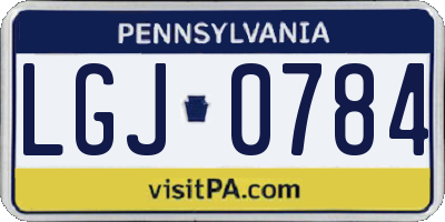 PA license plate LGJ0784