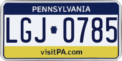 PA license plate LGJ0785
