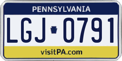 PA license plate LGJ0791