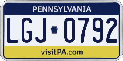 PA license plate LGJ0792
