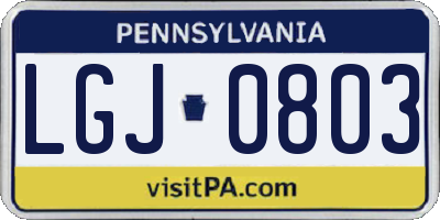 PA license plate LGJ0803