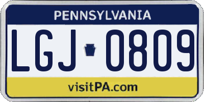 PA license plate LGJ0809