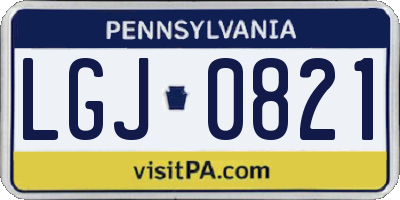 PA license plate LGJ0821