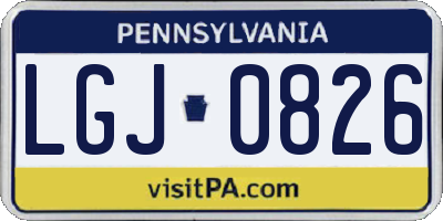 PA license plate LGJ0826