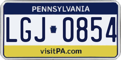 PA license plate LGJ0854