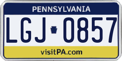 PA license plate LGJ0857