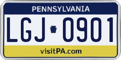PA license plate LGJ0901