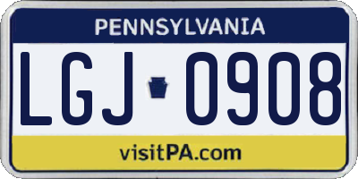 PA license plate LGJ0908
