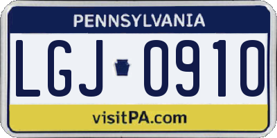 PA license plate LGJ0910