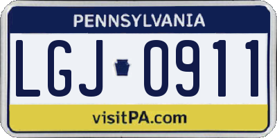 PA license plate LGJ0911