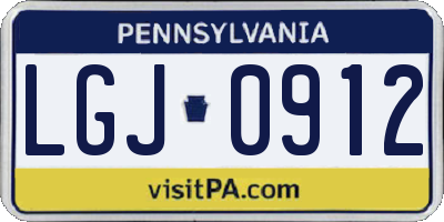 PA license plate LGJ0912