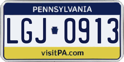 PA license plate LGJ0913