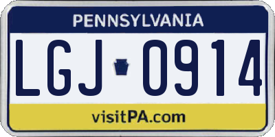 PA license plate LGJ0914