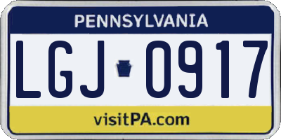 PA license plate LGJ0917