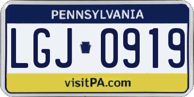 PA license plate LGJ0919